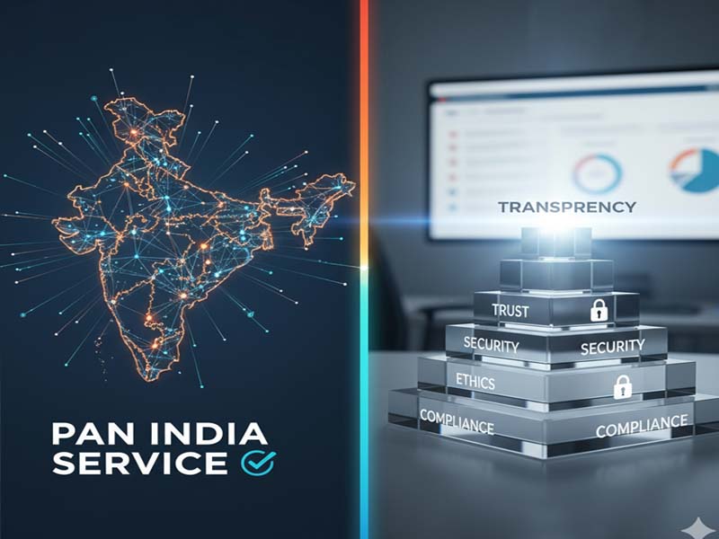 Abstract image of network connections across India or secure server